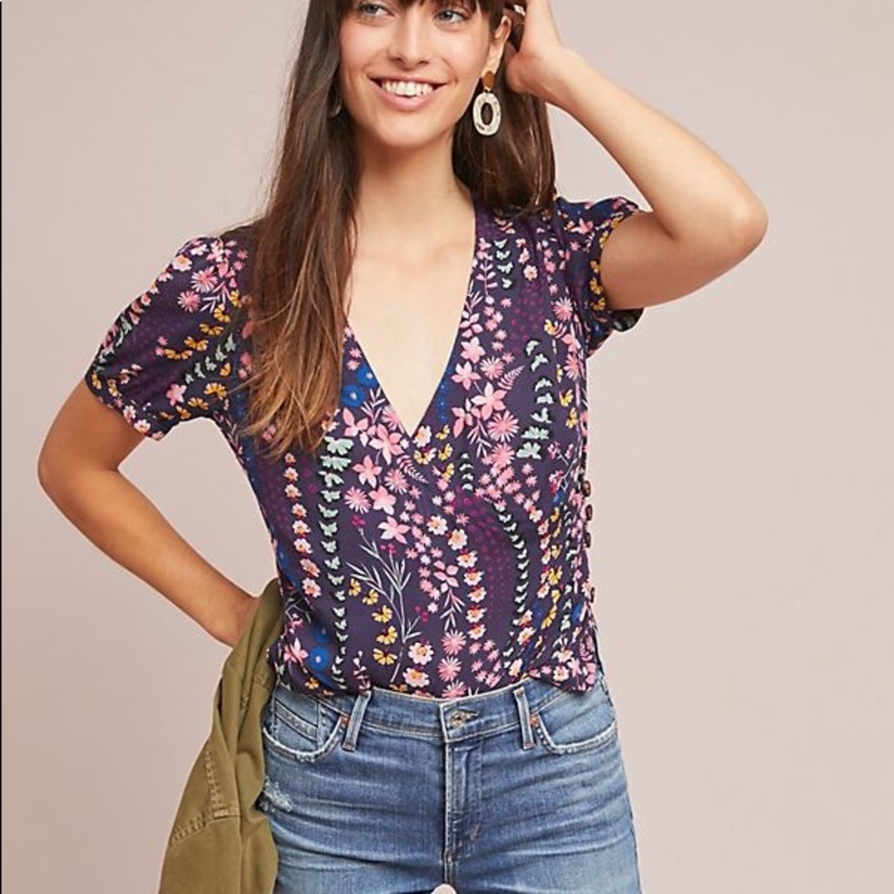 ANTHRO Meadow Rue Wrap Top | Sz. 4